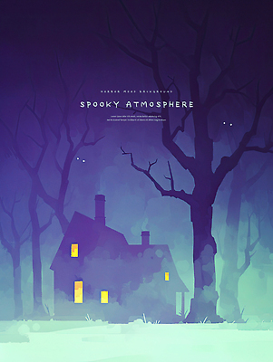 PSD 나무 일러스트 수채화 주택 잔디 사람없음 연두색 파란색 빛 어둠 분위기 숲속 무서움 호러 국내일러스트 식물 감정 컬러 컨셉 건물 초록색 숲 공포 파일형식