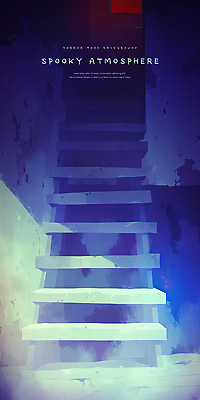 PSD 일러스트 수채화 그림자 사람없음 파란색 빛 계단 어둠 분위기 무서움 호러 국내일러스트 감정 컬러 컨셉 공포 파일형식