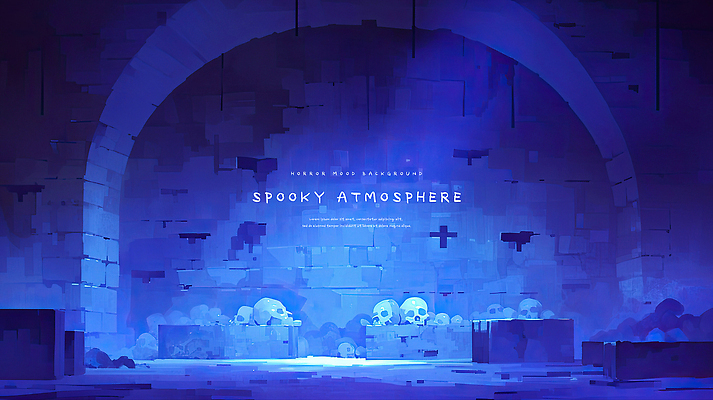 PSD 일러스트 수채화 해골 사람없음 파란색 빛 상자 어둠 분위기 무서움 호러 국내일러스트 감정 컬러 컨셉 뼈 공포 파일형식
