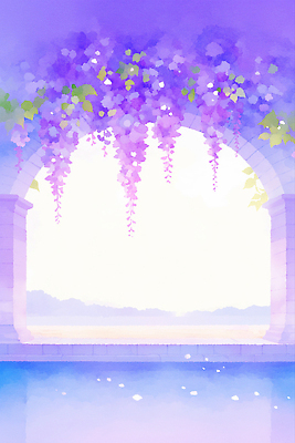 JPG 잎 일러스트 창문 자연 수채화 사람없음 보라색 여름풍경 아치 등나무꽃 카피스페이스 국내일러스트 AI일러스트 AI콘텐츠 식물 꽃 컬러 풍경 공백 생태계 파일형식 여름_계절