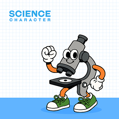과학 장갑 하늘색 신발 일러스트 현미경 미소 사람없음 걷기 일러캐릭터 AI파일 캐릭터 잡화 모션 표정 실험기구 파란색 파일형식 벡터