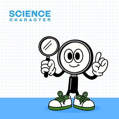 장갑 하늘색 신발 일러스트 돋보기 실험기구 미소 들기 사람없음 가리킴 일러캐릭터 AI파일 캐릭터 잡화 과학 모션 표정 손짓 파란색 파일형식 벡터