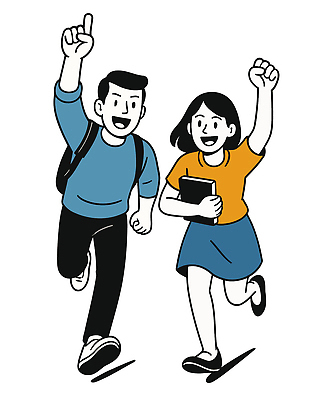 전신 여자 남자 일러스트 함께함 웃음 들기 청년 두명 책 청춘 달리기 손들기 파이팅 가리킴 열정 백팩 청년만 일러캐릭터 AI파일 캐릭터 감정 컨셉 가방 모션 표정 사람 손짓 성인 성인만 파일형식 벡터