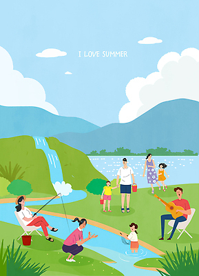 전신 구름 여자 남자 어린이 의자 일러스트 물놀이 하늘 낚시 산 앉기 소녀 여러명 성인 여름휴가 강 비키니 계곡 손잡기 여름풍경 폭포 기타 개울 낚싯대 양동이 뜰그물 국내일러스트 AI파일 자연요소 수영복 가구 다수 모션 자연 놀이 현악기 레저 휴가 사람 풍경 낚시용품 파일형식 벡터 여름_계절