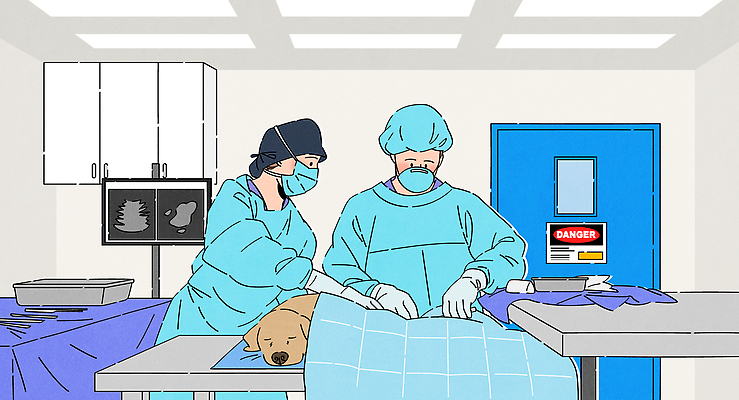 여자 남자 일러스트 쟁반 미소 상반신 성인 두명 잡기 강아지 책상 서랍장 수술복 수술실 수술장갑 수술도구 동물병원 수의사 MRI 넣기 수술대 수술모 수술용마스크 수술포 성인만 국내일러스트 AI파일 가구 장갑 의료기기 모션 표정 병원 마스크 사람 반려동물 의사 의학용품 가운 개 파일형식 벡터