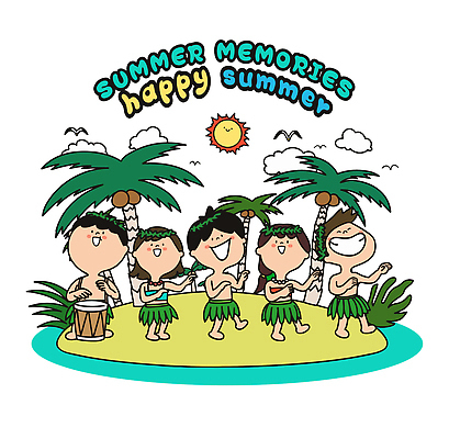 전신 구름 여자 남자 섬 여행 연주 일러스트 갈매기 하늘 여름방학 웃음 성인 해변 두명 여름휴가 바캉스 야자수 태양 북 즐거움 하와이 훌라춤 월계관 성인만 국내일러스트 AI파일 자연요소 나무 감정 음악 바다 조류 방학 휴가 타악기 표정 사람 미국 춤 파일형식 벡터 여름_계절