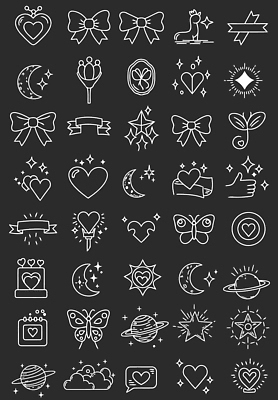 배너 꽃 별 리본 나비 말풍선 라인일러스트 일러스트 사람없음 반짝임 세트 새싹 검은색 행성 달력 하트 초승달 라인아트 오브젝트 손모양 요술봉 유니콘 키치 국내일러스트 AI파일 자연요소 모양 식물 선 컬러 곤충 컨셉 모션 우주 달 파일형식 벡터 손_신체부위