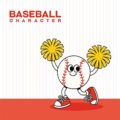 캐릭터 운동화 일러스트 미소 들기 사람없음 빨간색 귀여움 만세 야구 야구공 응원수술 일러캐릭터 AI파일 컬러 신발 컨셉 공 모션 표정 구기 응원용품 야구용품 파일형식 벡터