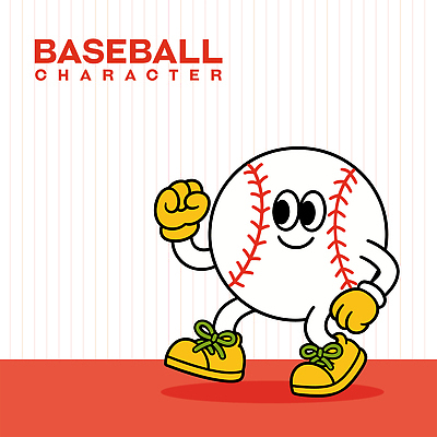캐릭터 운동화 일러스트 응원 미소 사람없음 빨간색 걷기 귀여움 파이팅 주먹 야구 야구공 일러캐릭터 AI파일 컬러 신발 컨셉 공 모션 표정 구기 야구용품 파일형식 벡터