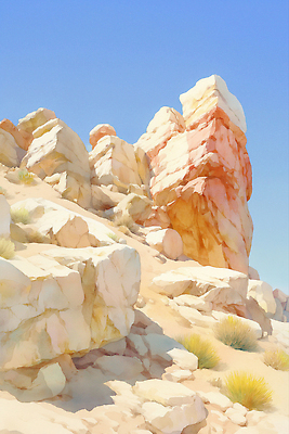 JPG 일러스트 자연 하늘 바위산 풍경 사람없음 사막 바위 암벽 베이지색 국내일러스트 AI일러스트 AI콘텐츠 컬러 돌_바위 돌산 생태계 파일형식