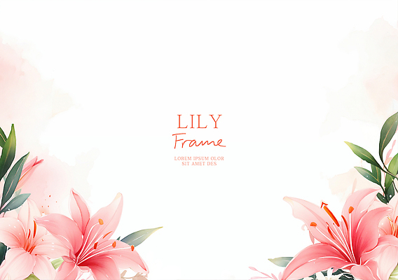 PSD 분홍색 잎 꽃백그라운드 일러스트 수채화 사람없음 백합 꽃프레임 카피스페이스 국내일러스트 식물 꽃 컬러 백그라운드 프레임 공백 파일형식