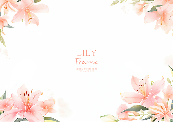 PSD 분홍색 잎 꽃백그라운드 일러스트 수채화 사람없음 백합 꽃프레임 카피스페이스 국내일러스트 식물 꽃 컬러 백그라운드 프레임 공백 파일형식