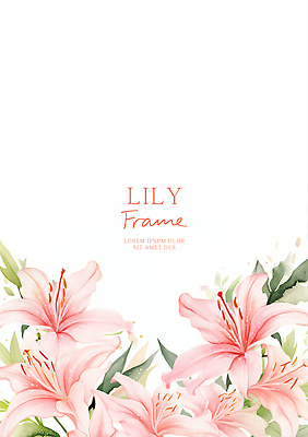 PSD 분홍색 잎 꽃백그라운드 일러스트 수채화 사람없음 백합 꽃프레임 카피스페이스 국내일러스트 식물 꽃 컬러 백그라운드 프레임 공백 파일형식
