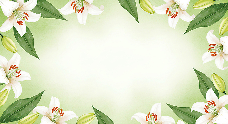 JPG 꽃백그라운드 일러스트 수채화 사람없음 초록색 백합 꽃프레임 카피스페이스 국내일러스트 AI일러스트 AI콘텐츠 꽃 컬러 백그라운드 프레임 공백 파일형식