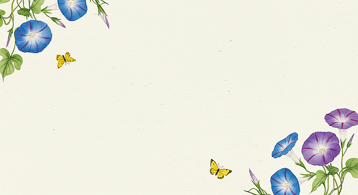 JPG 전통 나비 잎 꽃백그라운드 일러스트 사람없음 한지 그림 한국화 나팔꽃 카피스페이스 국내일러스트 AI일러스트 AI콘텐츠 식물 꽃 종이 곤충 백그라운드 공백 동양화 파일형식