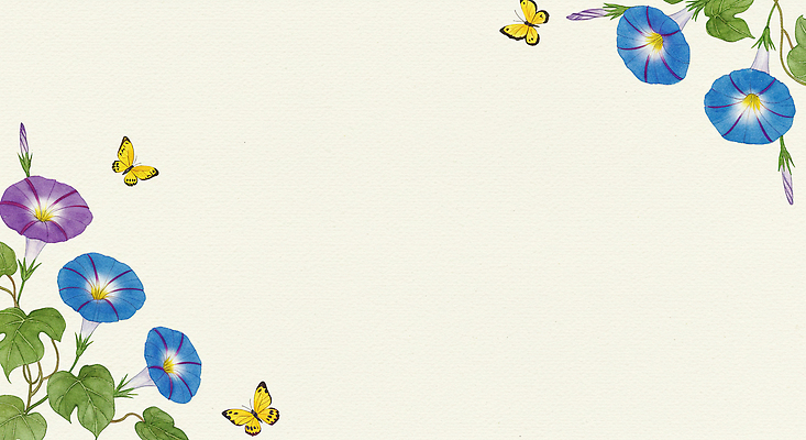 JPG 전통 나비 잎 꽃백그라운드 일러스트 사람없음 한지 그림 한국화 나팔꽃 카피스페이스 국내일러스트 AI일러스트 AI콘텐츠 식물 꽃 종이 곤충 백그라운드 공백 동양화 파일형식