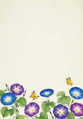 JPG 전통 나비 잎 꽃백그라운드 일러스트 사람없음 한지 그림 한국화 나팔꽃 카피스페이스 국내일러스트 AI일러스트 AI콘텐츠 식물 꽃 종이 곤충 백그라운드 공백 동양화 파일형식