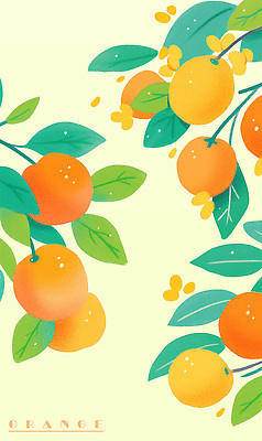 PSD 잎 오렌지 일러스트 사람없음 주황색 오렌지나무 국내일러스트 나무 식물 컬러 과일 파일형식