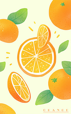 PSD 잎 오렌지 일러스트 단면 사람없음 주황색 슬라이스 국내일러스트 식물 컬러 과일 파일형식