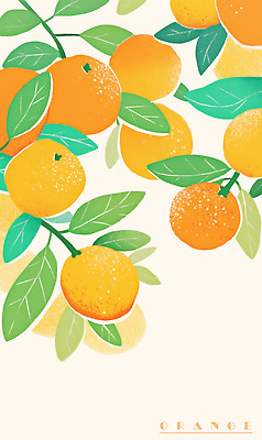 PSD 잎 오렌지 일러스트 사람없음 주황색 오렌지나무 국내일러스트 나무 식물 컬러 과일 파일형식