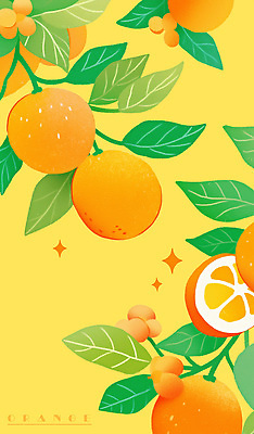 PSD 잎 오렌지 일러스트 단면 사람없음 반짝임 노란색 슬라이스 오렌지나무 국내일러스트 나무 식물 컬러 과일 모션 파일형식