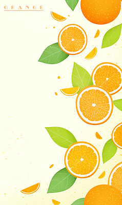 PSD 잎 일러스트 단면 사람없음 주황색 슬라이스 오렌지조각 국내일러스트 식물 컬러 오렌지 파일형식