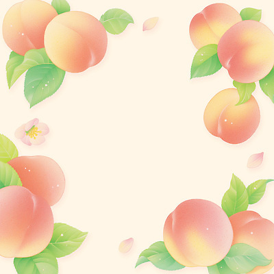 PSD 꽃잎 분홍색 잎 일러스트 프레임 사람없음 복숭아 복사꽃 카피스페이스 국내일러스트 식물 꽃 컬러 과일 공백 파일형식