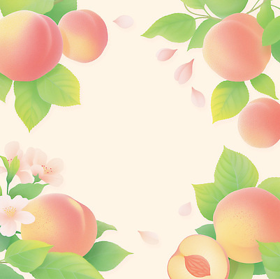 PSD 꽃잎 분홍색 잎 일러스트 프레임 사람없음 복숭아 복사꽃 카피스페이스 국내일러스트 식물 꽃 컬러 과일 공백 파일형식