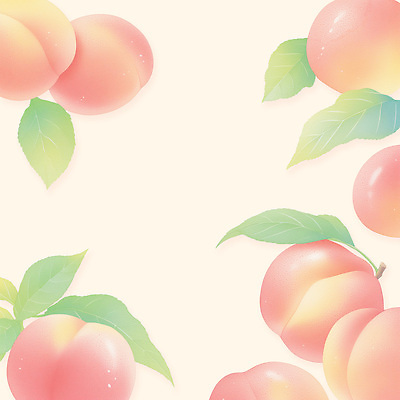 PSD 분홍색 잎 일러스트 프레임 사람없음 복숭아 카피스페이스 국내일러스트 식물 컬러 과일 공백 파일형식