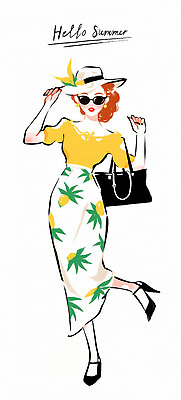 전신 PSD 여자 패션 일러스트 한명 들기 성인 여름 선글라스 핸드백 잡기 복고 다리들기 챙모자 성인여자한명만 국내일러스트 모자_잡화 1 계절 안경 가방 모션 사람 여자한명만 성인여자만 파일형식