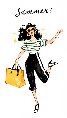 전신 PSD 여자 패션 일러스트 한명 성인 여름 반짝임 쇼핑 선글라스 달리기 쇼핑백 자유 즐거움 복고 성인여자한명만 국내일러스트 1 계절 감정 안경 컨셉 가방 모션 사람 여자한명만 성인여자만 파일형식