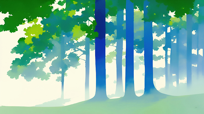 JPG 나무 일러스트 사람없음 초록색 여름 파란색 숲속 국내일러스트 AI일러스트 AI콘텐츠 식물 계절 컬러 숲 파일형식