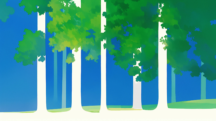 JPG 나무 일러스트 사람없음 여름 파란색 숲속 국내일러스트 AI일러스트 AI콘텐츠 식물 계절 컬러 숲 파일형식