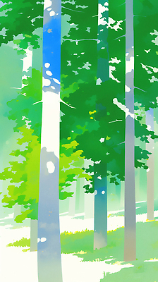 JPG 나무 일러스트 사람없음 초록색 여름 숲속 국내일러스트 AI일러스트 AI콘텐츠 식물 계절 컬러 숲 파일형식