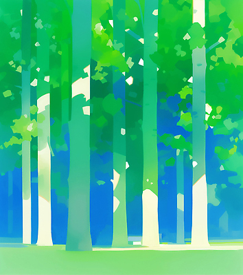 JPG 나무 일러스트 사람없음 초록색 여름 숲속 국내일러스트 AI일러스트 AI콘텐츠 식물 계절 컬러 숲 파일형식