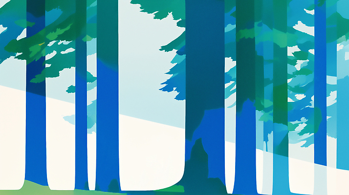 JPG 나무 일러스트 사람없음 여름 파란색 숲속 국내일러스트 AI일러스트 AI콘텐츠 식물 계절 컬러 숲 파일형식