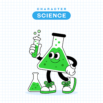 과학 허리손 일러스트 실험 미소 들기 사람없음 손들기 귀여움 거품 관찰 시험관 복고 삼각플라스크 용액 일러캐릭터 AI파일 캐릭터 포즈 컨셉 모션 표정 실험기구 플라스크 파일형식 벡터