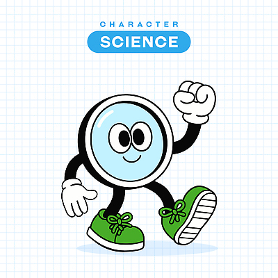 과학 일러스트 돋보기 미소 사람없음 손들기 걷기 귀여움 복고 볼록렌즈 일러캐릭터 AI파일 캐릭터 컨셉 모션 표정 파일형식 벡터