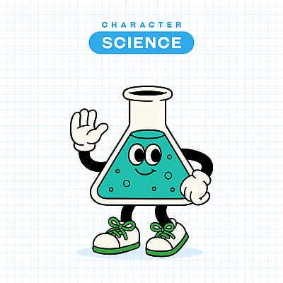 과학 허리손 일러스트 미소 사람없음 손들기 귀여움 복고 삼각플라스크 손인사 용액 일러캐릭터 AI파일 캐릭터 포즈 컨셉 모션 표정 인사 플라스크 파일형식 벡터