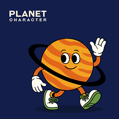 일러스트 미소 사람없음 손들기 걷기 행성 고리 남색 손인사 일러캐릭터 AI파일 캐릭터 컬러 모션 표정 우주 인사 파일형식 벡터