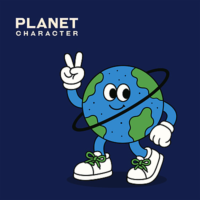 지구 일러스트 미소 사람없음 손들기 걷기 고리 남색 브이 일러캐릭터 AI파일 캐릭터 컬러 모션 표정 손짓 파일형식 벡터