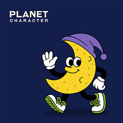 모자 일러스트 미소 사람없음 손들기 걷기 잠옷 초승달 남색 손인사 일러캐릭터 AI파일 캐릭터 잡화 옷 컬러 모션 표정 달 인사 파일형식 벡터