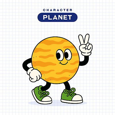 허리손 일러스트 미소 사람없음 손들기 걷기 빈티지 복고 브이 금성 일러캐릭터 AI파일 캐릭터 포즈 컨셉 모션 표정 손짓 행성 파일형식 벡터