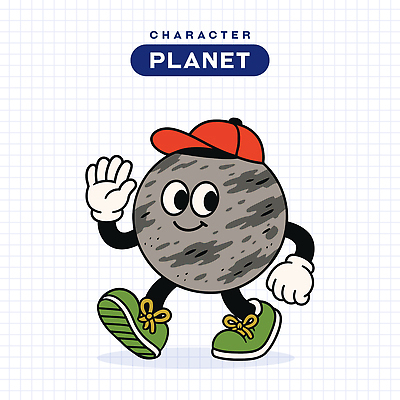 일러스트 미소 사람없음 손들기 걷기 빈티지 복고 손인사 캡모자 일러캐릭터 AI파일 캐릭터 모자_잡화 컨셉 모션 표정 인사 파일형식 벡터