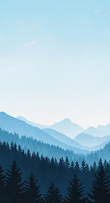 JPG 나무 하늘색 일러스트 자연 하늘 산 풍경 사람없음 고요 숲속 국내일러스트 AI일러스트 AI콘텐츠 식물 파란색 숲 생태계 파일형식