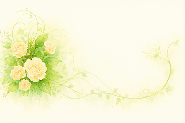 JPG 줄기 꽃백그라운드 일러스트 수채화 사람없음 장미 흰색 풀잎 분위기 꽃프레임 파스텔톤 카피스페이스 국내일러스트 AI일러스트 AI콘텐츠 식물 꽃 컬러 백그라운드 컨셉 잎 프레임 공백 풀_식물 파일형식