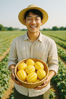 JPG 편집이미지 남자 한명 미소 들기 성인 여름 바구니 농사 시골 신선 농부 밀짚모자 참외 참외밭 의료성형뷰티 성인남자한명만 제철과일 편집실사 AI인물포토 AI콘텐츠 직업 모자_잡화 1 계절 밭 농업 과일 모션 표정 사람 CG 제철 남자한명만 성인남자만 파일형식 AI포토