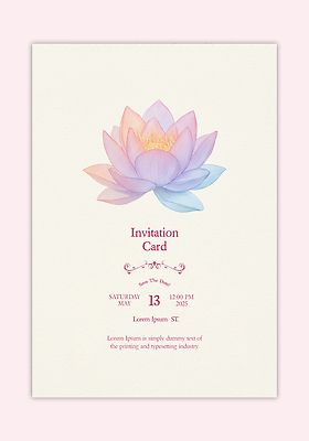 PSD 템플릿 분홍색 한송이 카드템플릿 수채화 연꽃 사람없음 초대장 이미지템플릿 1 꽃 컬러 카드_감사 송이 파일형식