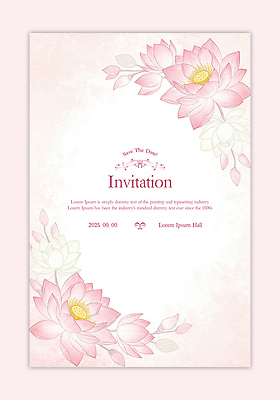 PSD 템플릿 분홍색 잎 카드템플릿 수채화 연꽃 사람없음 초대장 이미지템플릿 식물 꽃 컬러 카드_감사 파일형식