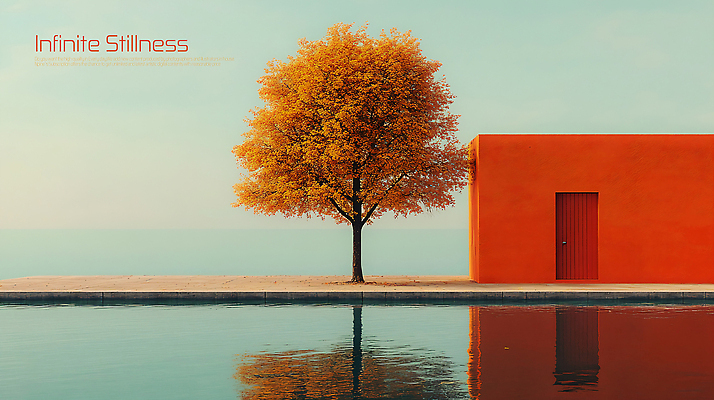 전신 PSD 나무 편집이미지 바다 하늘 그림자 사람없음 건물 뒷모습 반사 고요 공간 무한 초현실주의 이미지편집 식물 건축물 뷰포인트 파일형식